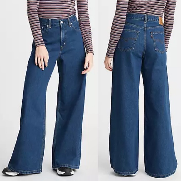 Levis Loose Ultra Wide Leg Jeans Dark 